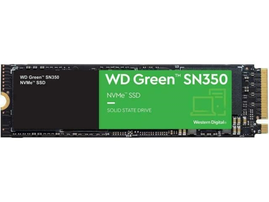 Picture of SSD|WESTERN DIGITAL|Green SN350|500GB|M.2|PCIe Gen3|NVMe|TLC|Write speed 1500 MBytes/sec|Read speed 2400 MBytes/sec|2.38mm|TBW 60 TB|MTBF 1000000 hours|WDS500G2G0C