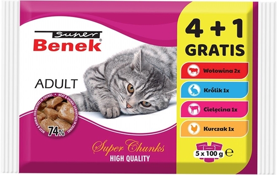 Picture of SUPER BENEK Adult - wet cat food - 5 x 100g