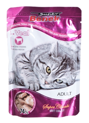 Attēls no SUPER BENEK Adult Veal - wet cat food - 100 g