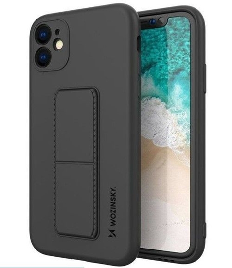 Изображение Wozinsky Wozinsky Kickstand Case elastyczne silikonowe etui z podstawką iPhone 12 Pro Max czarny