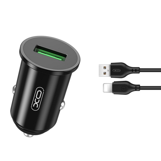 Изображение XO TZ12 Car charger QC 3.0 18W + Lightning cable