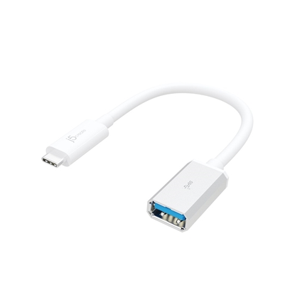 Attēls no Adapter j5create USB-C 3.1 to Type-A Adapter (USB-C m - USB3.1 f 10cm; colour white) JUCX05-N