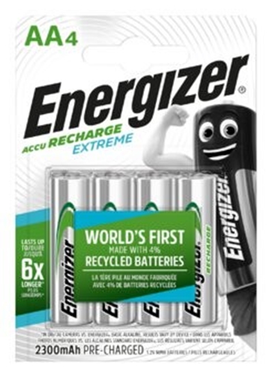 Picture of AKAA.EE4; R6/AA akumulatori 1.2V Energizer Recharge Extreme Ni-MH HR6 2300 mAh iepakojumā 4 gb.