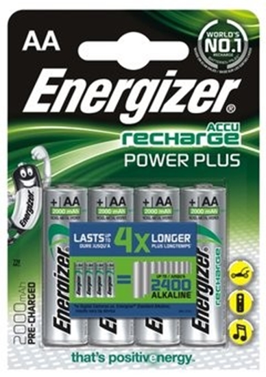 Изображение AKAA.EPP4; R6/AA akumulatori 1.2V Energizer Recharge Power Plus Ni-MH HR6 2000 mAh iepakojumā 4 gb.