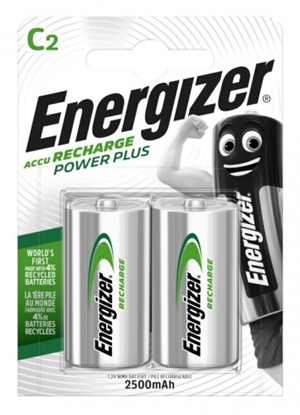 Attēls no AKC.E2; R14/C akumulatori 1.2V Energizer Recharge Ni-MH HR14 2500 mAh iepakojumā 2 gb.