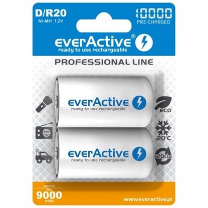 Изображение AKD.eA.PL2; R20/D akumulatori 1.2V everActive Professional line Ni-MH 10000 mAh iepakojumā 2 gb.