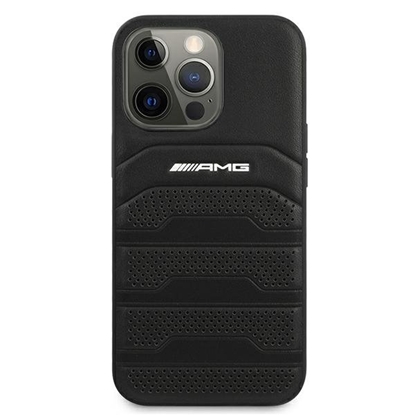 Picture of AMG AMHCP13LGSEBK Leather Debossed Lines Back Case For Apple iPhone 13 Pro Black