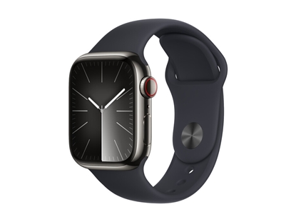 Picture of Apple Watch Series 9 GPS + Cellular 41mm Graphite Stainless Steel Case with Midnight Sport Band - S/M eol