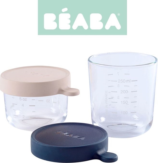 Picture of Beaba Glass hermetic pink and dark blue container 150 + 250ml