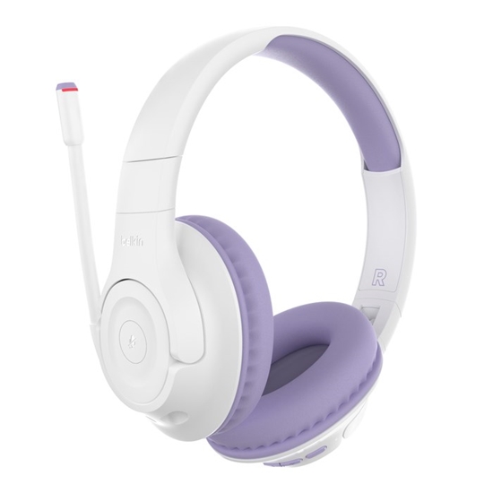 Изображение Belkin SOUNDFORMINSPIRE OVEREAR HEADSET LAV Wired & Wireless Head-band Calls/Music USB Type-C Bluetooth Lavender, White