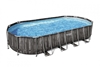 Picture of Bestway Bestway Power Steel Frame Pool Set, 732 cm x 366 cm x 122 cm, swimming pool (dark brown/blue, wood decor, with filter pump)