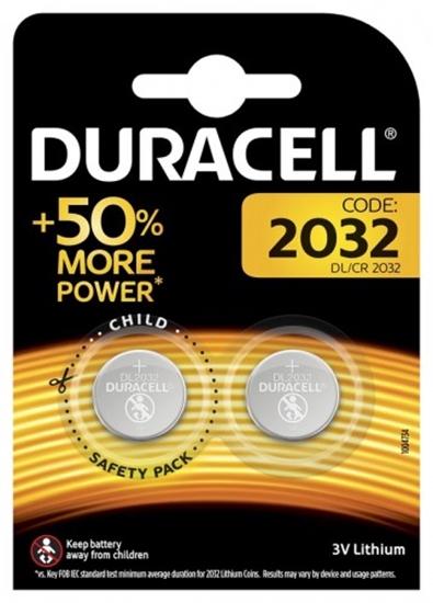 Изображение CR2032 baterijas 3V Duracell litija DL2032 iepakojumā 2 gb.