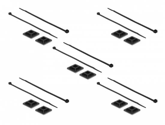 Picture of Organizer Delock Delock mounting base 25 x 25 mm with cable ties L 300 x W 4.8 mm black