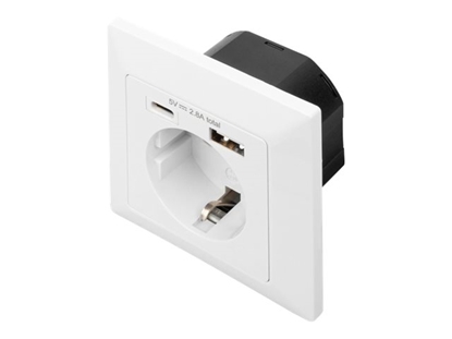 Picture of Digitus | Safety Plug for Flush Mounting with 1 x USB Type-C, 1 x USB A