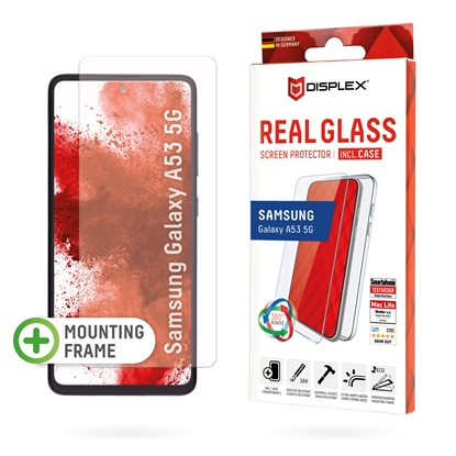 Изображение Displex Screen Protector (10H) + Case for Samsung Galaxy A53 5G, Eco Mounting Frame, + Case, Tempered Glass, scratch resistant protective film