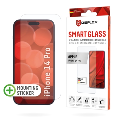 Attēls no Displex Smart Glass (9H) for Apple iPhone 14 Pro, Mounting Sticker, unbreakable, ultra-slim, invisible