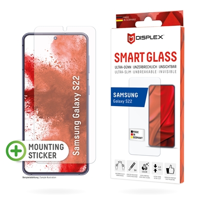 Attēls no Displex Smart Glass (9H) for Samsung Galaxy S22, Mounting Sticker, unbreakable, ultra-slim, invisible