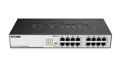 Attēls no D-Link DGS-1016D network switch Unmanaged Gigabit Ethernet (10/100/1000) 1U Black, Silver