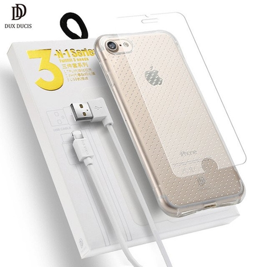 Изображение Dux Ducis 3 in 1 Set / Ultra Back Case 0.3 mm / Tempered Glass 9H / Micro USB Data Cable 90 cm White / For Samsung J330 Galaxy J3 (2017)