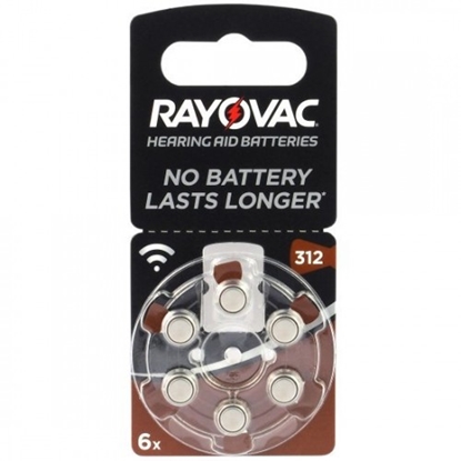 Attēls no Dzirdes aparāta 312 baterijas 1.45V Rayovac Special Zn-Air PR41 iepakojumā 6 gb.