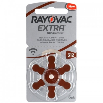 Изображение Dzirdes aparāta baterija | izmērs 312 | 1.45V Rayovac Extra Advanced Zn-Air PR41 iepakojumā 6 gb.