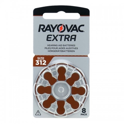 Attēls no Dzirdes aparāta baterija | izmērs 312 | 1.45V Rayovac Extra Advanced Zn-Air PR41 iepakojumā 8 gb.