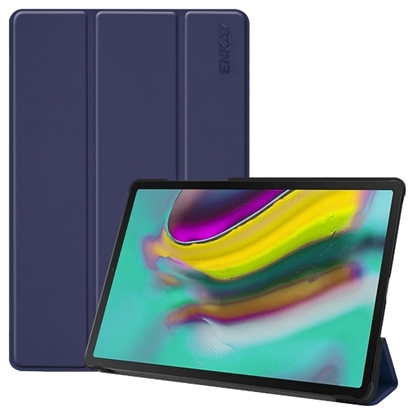 Изображение ENKAY Leather Smart maks ar stendu priekš Samsung Galaxy Tab A 10.5 (2018) T590/595 Blue