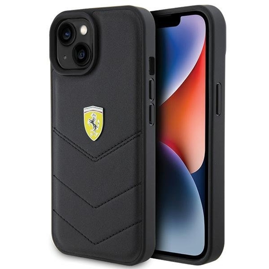 Picture of Ferrari Quilted Metal Logo Back Case for Apple iPhone 15