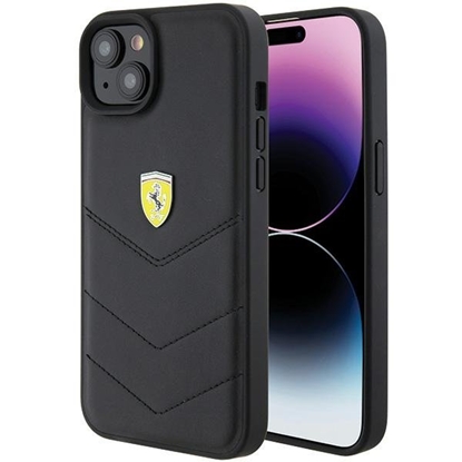 Picture of Ferrari Quilted Metal Logo Back Case for Apple iPhone 15 Plus