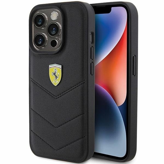 Picture of Ferrari Quilted Metal Logo Back Case for Apple iPhone 15 Pro