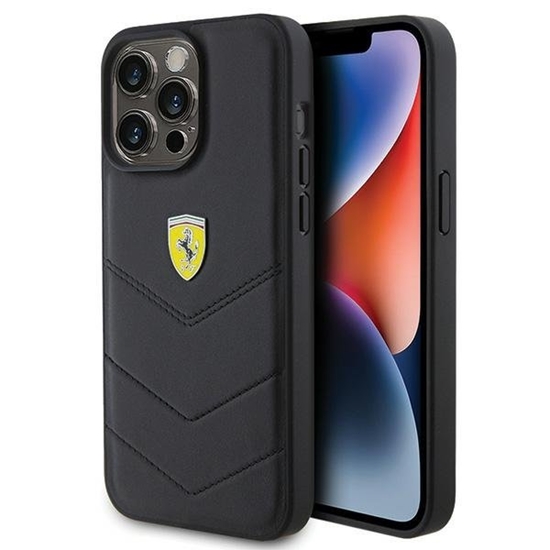 Picture of Ferrari Quilted Metal Logo Back Case for Apple iPhone 15 Pro Max