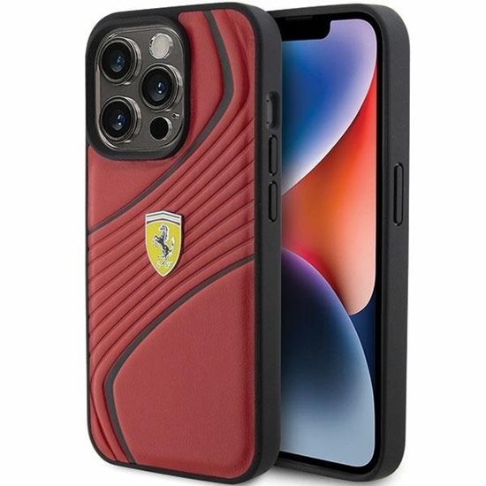 Picture of Ferrari Twist Metal Logo Back Case for Apple iPhone 15 Pro