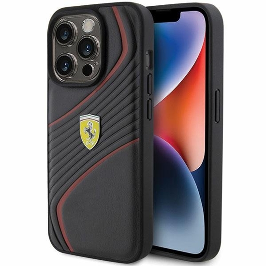 Picture of Ferrari Twist Metal Logo Back Case for Apple iPhone 15 Pro