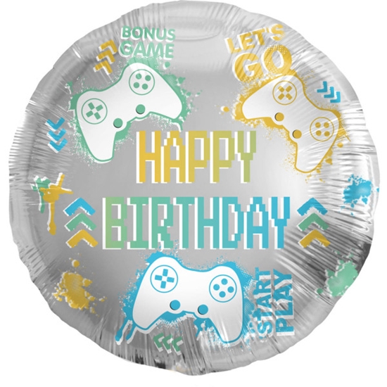 Picture of Folat Folija gaisa balons "Birthday Gaming" 45cm