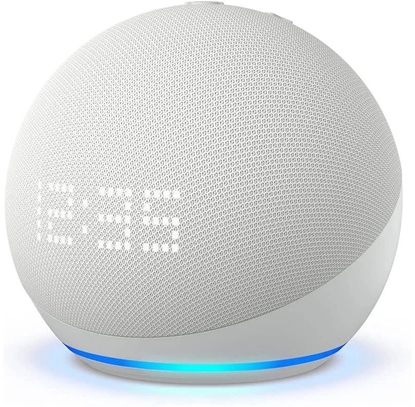 Attēls no Amazon smart speaker Echo Dot 5 Clock, glacier white