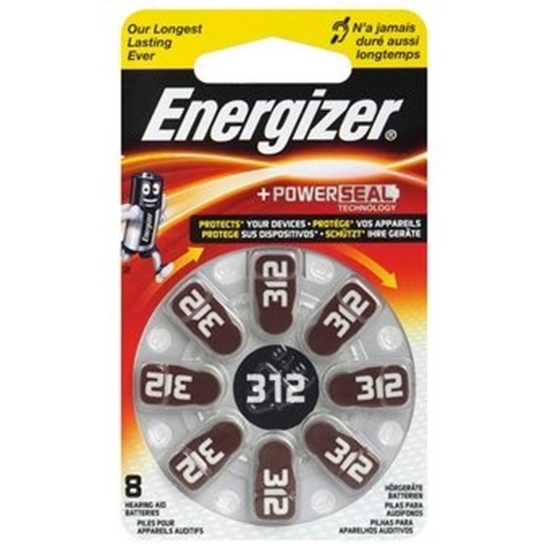 Изображение Izmērs 312 baterijas 1.45V Energizer Zn-Air PR41 iepakojumā 8 gb.