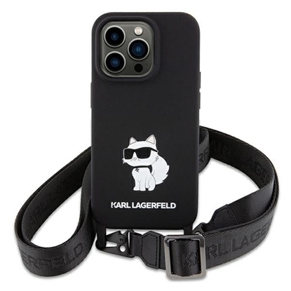 Picture of Karl Lagerfeld Crossbody Silicone Choupette Back Case for Apple iPhone 15