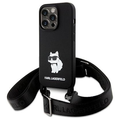 Picture of Karl Lagerfeld Crossbody Silicone Choupette Back Case for Apple iPhone 15 Pro