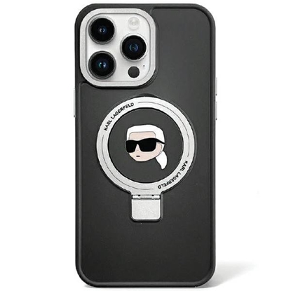 Picture of Karl Lagerfeld Ring Stand Karl Head MagSafe Back Case for Apple iPhone 15 Pro