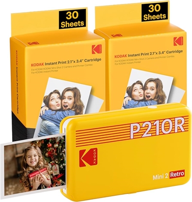 Attēls no KODAK MINI 2 RETRO INSTANT PHOTO PRINTER P210R YELLOW 2.1X3.4 + 60SHEETS