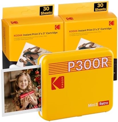 Picture of KODAK MINI 3 RETRO INSTANT PHOTO PRINTER P300R YELLOW 3X3 + 60SHEETS