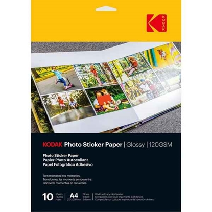 Attēls no Kodak Photo Sticker Paper Gloss 120gsm A4x10 (3510645)