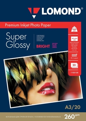 Attēls no Lomond Premium Photo Paper Super Glossy 260 g/m2 A3, 20 sheets, Bright