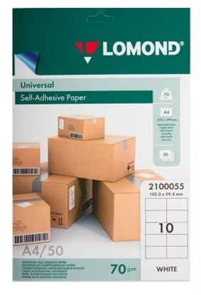 Attēls no Lomond Self-Adhesive Paper Universal Labels, 10/105x59,4, A4, 50 sheets, White