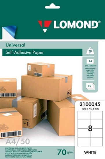 Picture of Lomond Self-Adhesive Paper Universal Labels, 8/105x74,3, A4, 50 sheets, White