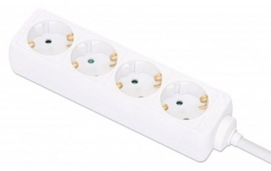 Picture of Manhattan Power Distribution Unit EU (2-pin), x4 gang/output, 2m cable, 16A, White, Extension Lead, PDU, Power Strip, Three Year Warranty