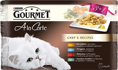 Изображение Nestle GOURMET Ala Carte 4x85g Kurczak, Pstrąg, Wołowina, Łosoś