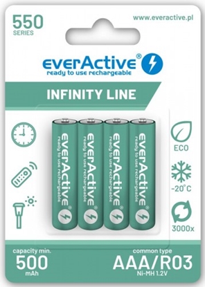 Picture of R03/AAA akumulatori 1.2V everActive Infinity line Ni-MH 550 mAh iepakojumā 4gb.