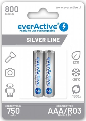 Picture of R03/AAA akumulatori 1.2V everActive Silver line Ni-MH 800 mAh iepakojumā 2 gb.