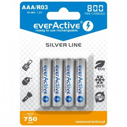 Picture of R03/AAA akumulatori 1.2V everActive Silver line Ni-MH 800 mAh iepakojumā 4 gb.